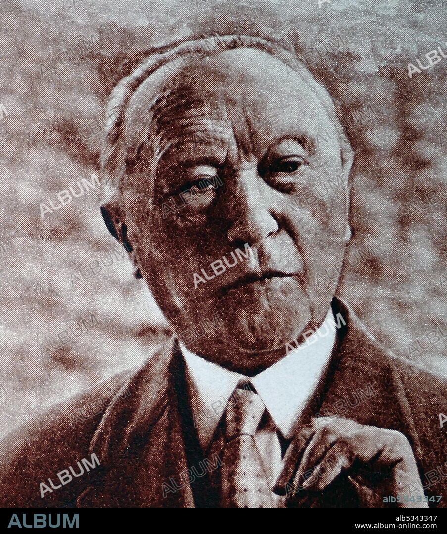 Konrad Adenauer (1876 - 1967); German statesman who served as the first post-war Chancellor of the Federal Republic of Germany (West Germany) from 1949 to 1963..