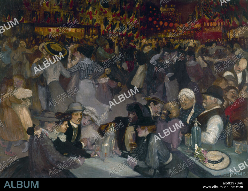 THEOPHILE ALEXANDRE STEINLEN. 14 juillet, 1889. 14th July. Parisians celebrate Bastille Day.