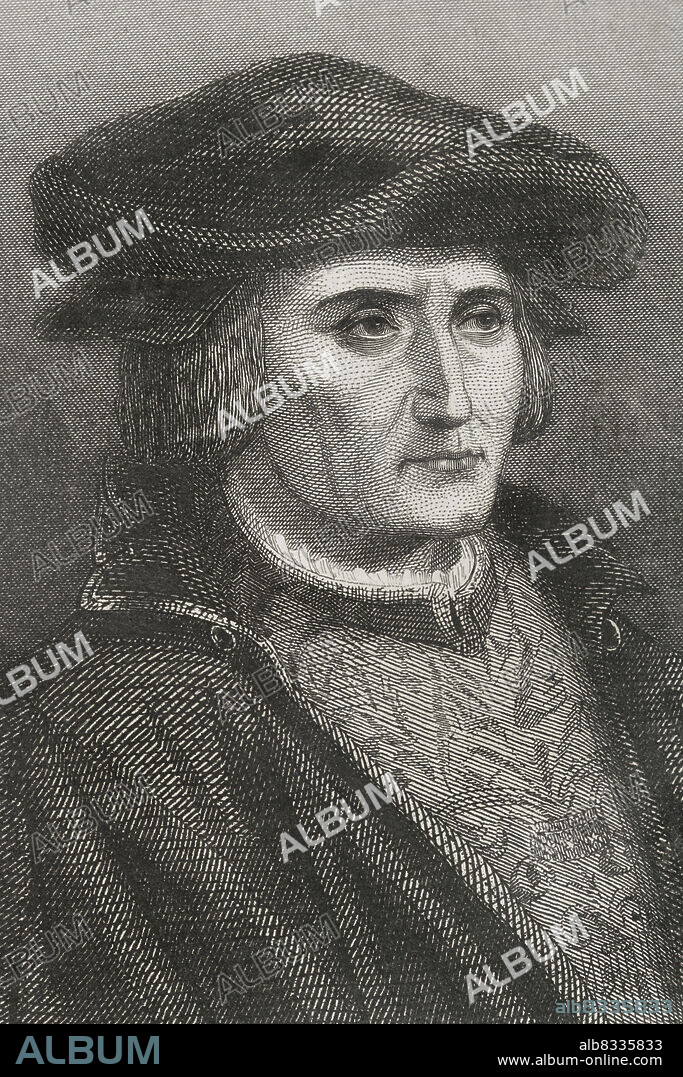 CHARLES GEOFFROY (1819-1882). FRENCH ENGRAVER.. Martín Lutero (1483-1546). Teólogo y fraile agustino alemán. Retrato. Grabado por Geoffroy. Historia Universal, por César Cantú. Tomo V. 1856.