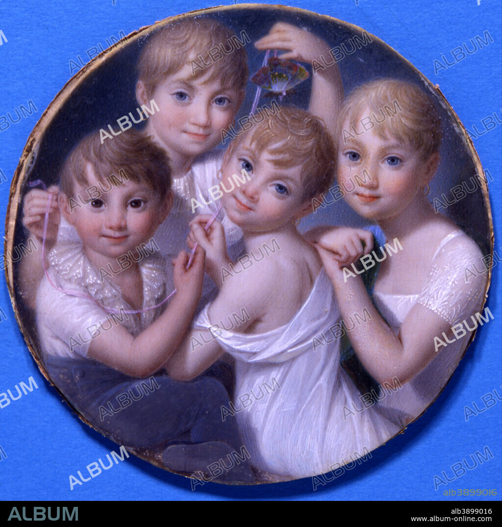GIOVANNI BATTISTA GIGOLA. Portrait of the Children of Gian Giacomo Trivulzio. Date/Period: 1807. Miniature on avory. Height: 77 mm (3.03 in); Width: 77 mm (3.03 in).