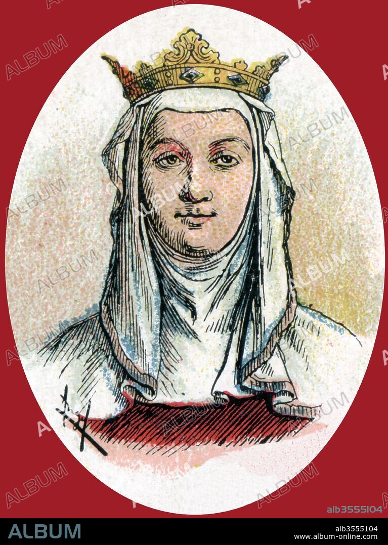España. María de Molina (1260-1321), reina consorte de Castilla y León, esposa de Sancho IV el Bravo. Grabado de 1900.