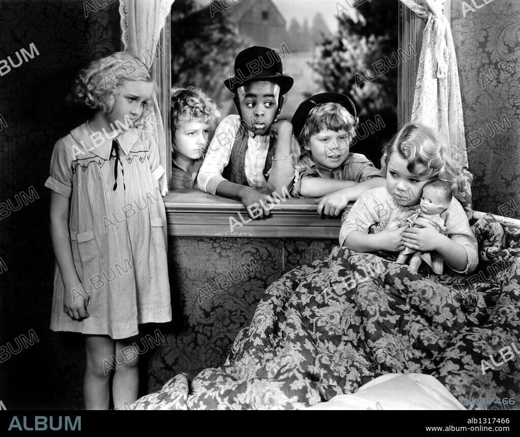 JACQUELINE TAYLOR, MARIANNE EDWARDS, MATTHEW "STYMIE" BEARD, TOMMY BOND and WALLY ALBRIGHT in FOR PETE'S SAKE!, 1934, directed by GUS MEINS. Copyright HAL ROACH.