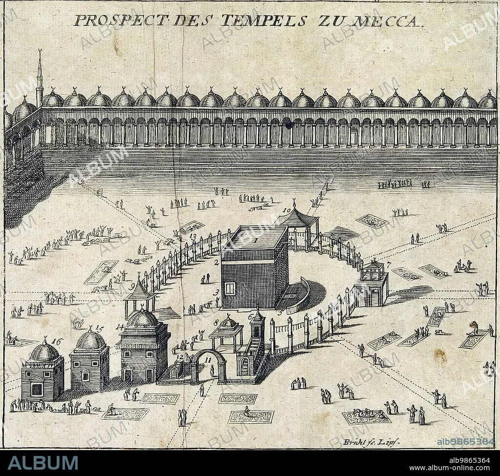 The Kaaba in Mecca after an illustration from a Koran, c. 1746, Saudi Arabia, digitally restored reproduction from an original of the period, Asia.