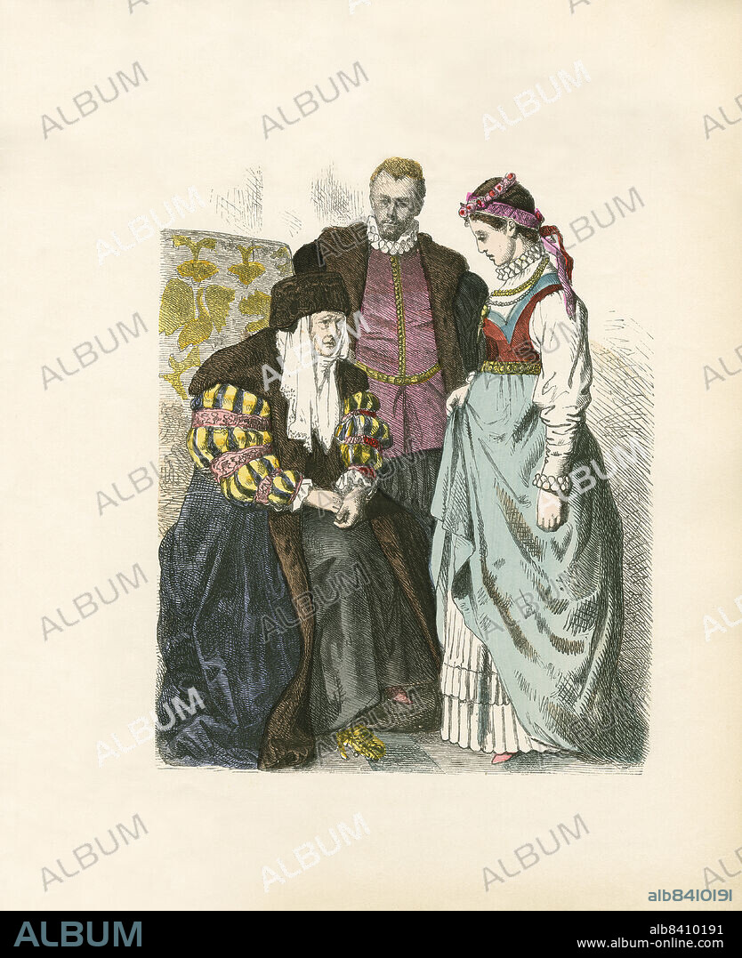 Polish Nobility in Court Dress, 16th Century, Illustration, The History of Costume, Braun & Schneider, Munich, Germany, 1861-1880.