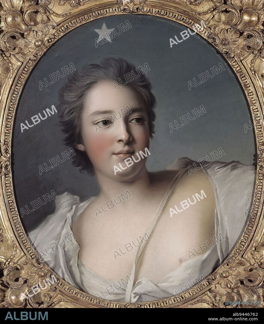 Portrait of Anne-Marie de Mailly-Nesle, Marquise de La Tournelle, later Duchess of Châteauroux, in Point du Jour, French School, Painter, Nattier, Jean-Marc, Author of the model, Nattier, Jean-Marc (workshop of ), Painter, 18th century, Cognacq-Jay Museum, the taste of the 18th century, Cognacq-Jay Museum, Level 3, Room 13, Painting, Dimensions - Work: Height: 53.5 cm, Width: 46 cm.