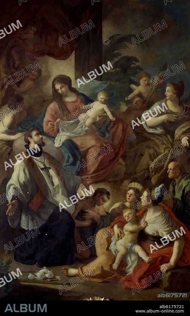 FRANCESCO DE MURA (1696-1782). SAN FRANCISCO JAVIER Y SANTA BARBARA CON LA VIRGEN Y EL NIÑO - S XVIII.