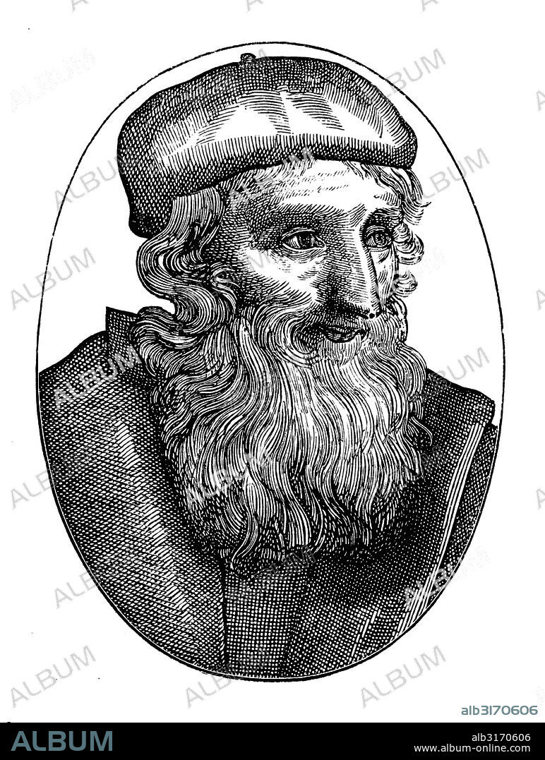 John Wiclef (1324-1387), teólogo y reformador inglés considerado como el padre espiritual de los protestantes. Grabado del siglo XV. Facsímil de 1877.