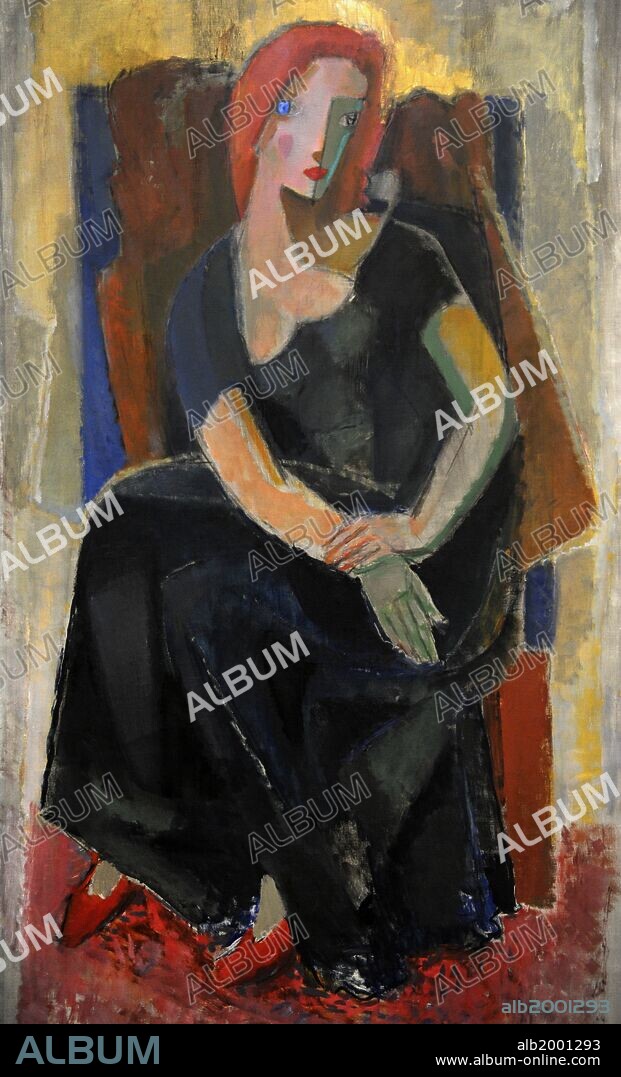 WÄINÖ AALTONEN. Waino Aaltonen (1894 - 1966). "Redhaired woman in an evening dress". Oil on canvas. Turku City Art Collection.