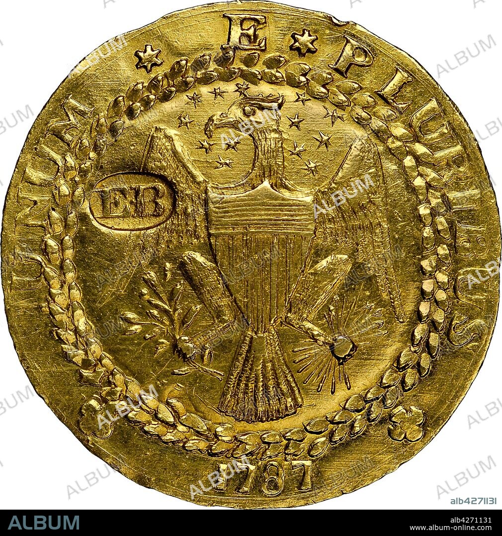 Doblón de oro de 1787, el pirmero acuñado en Estados Unidos, fué fabricado por un vecino de George Washington en la ciudad de Nueva York.
