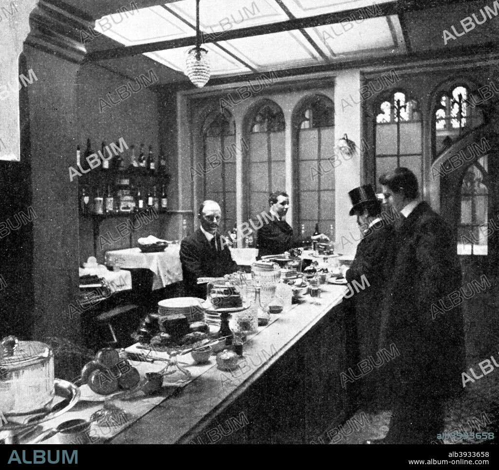 The Lobby Bar, House of Commons, Westminster, London, c1905. Members only bar in the House of Commons. Photo published in Parliament Past and Present by Arnold Wright and Philip Smith, (London, c1905).