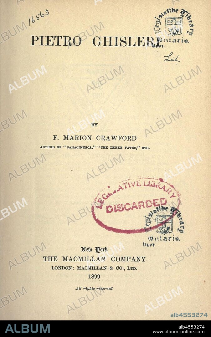 Pietro Ghisleri : Crawford, F. Marion (Francis Marion), 1854-1909.