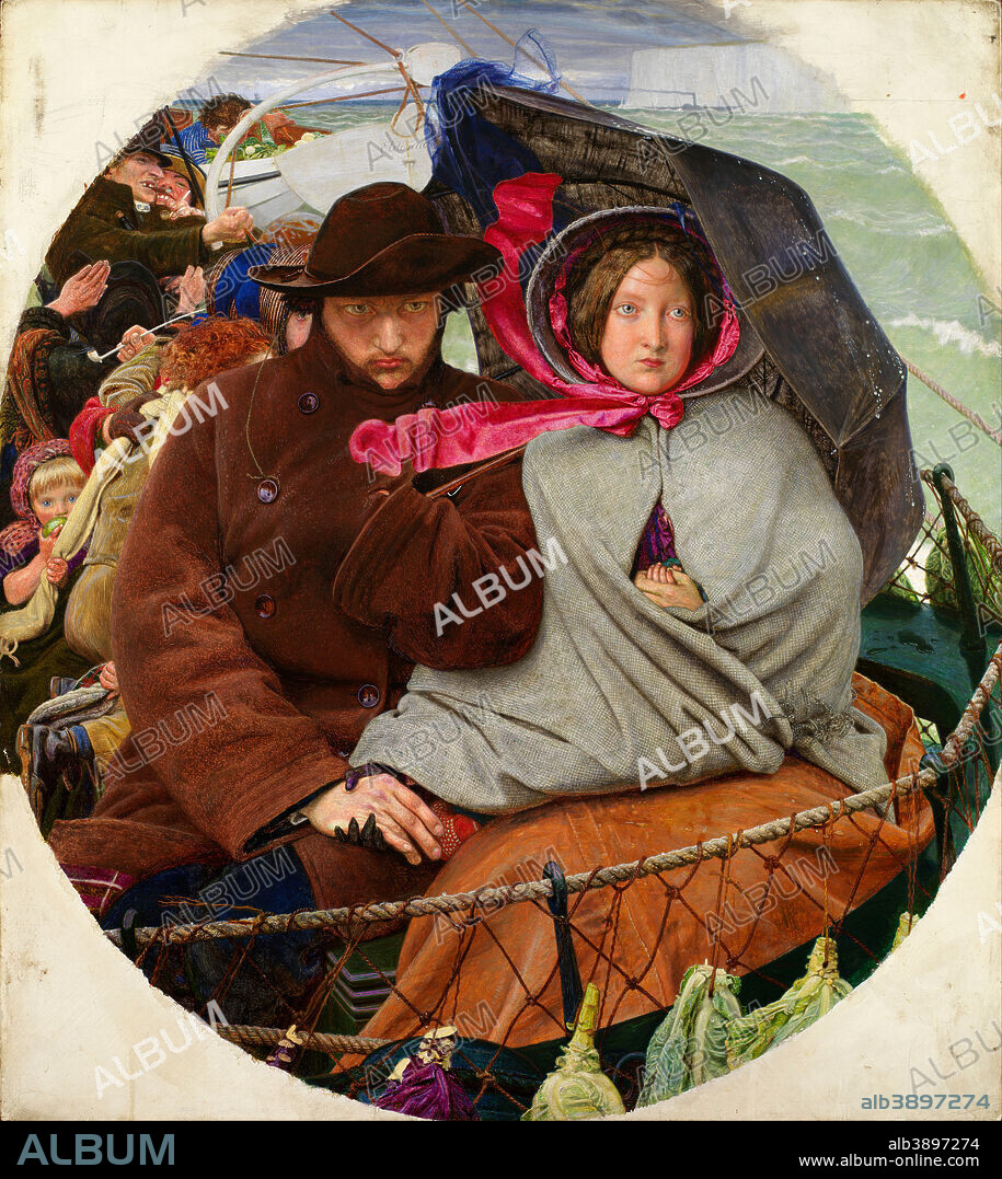 FORD MADOX BROWN. The Last of England. Date/Period: 1852/1855. Painting. Oil on panel. Width: 750 mm. Height: 825 mm.
