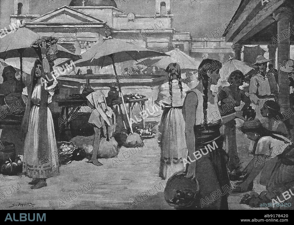 ''The Market Place, Guatemala', 1890. From "The Graphic. An Illustrated Weekly Newspaper", Volume 42. July to December, 1890.