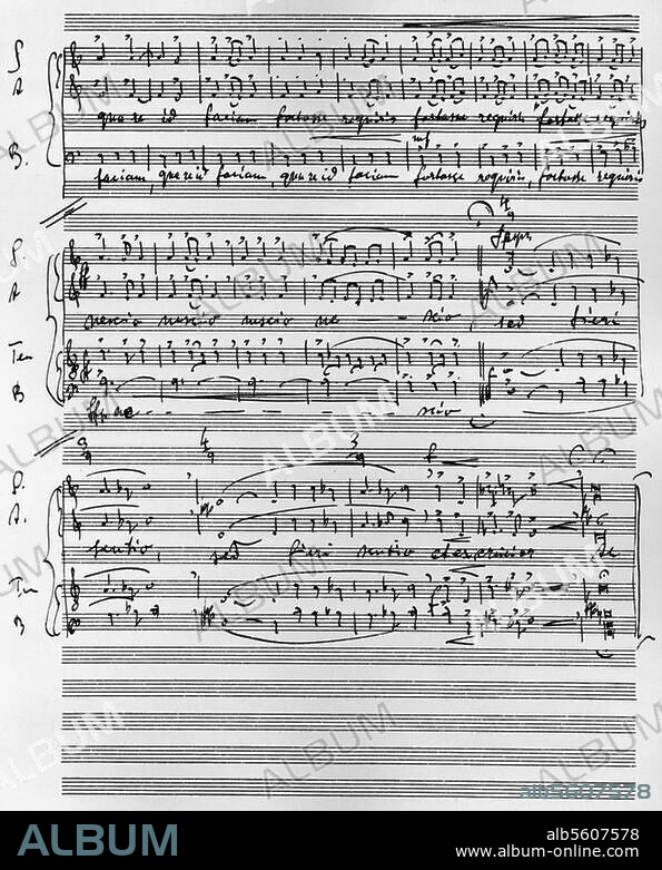 Orff, Carl; Komponist; 1895-1982. Werke: Catulli Carmina (1942). Eigenhändige Partitur-Reinschrift des Chorsatzes "Odi et amo", München, 1942. 2. Seite.
