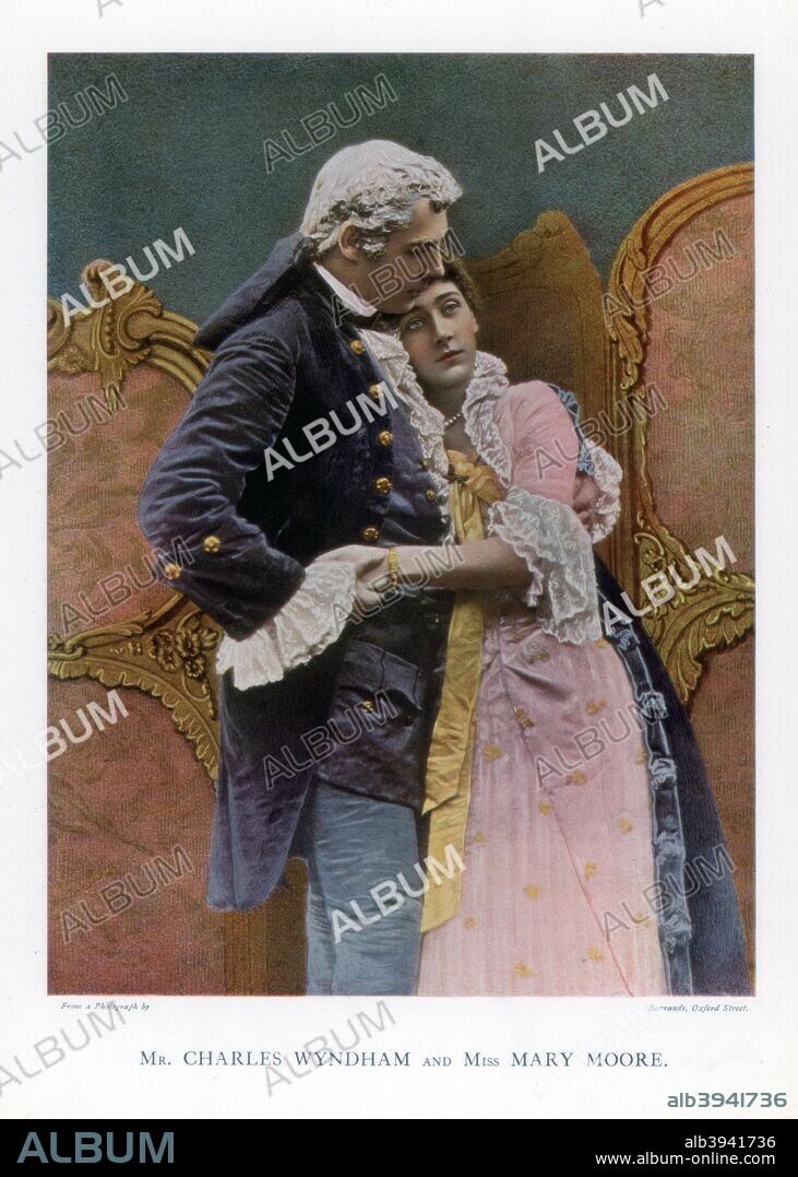 Charles Wyndham and Mary Moore, English actors, 1901. Pictured performing in David Garrick.