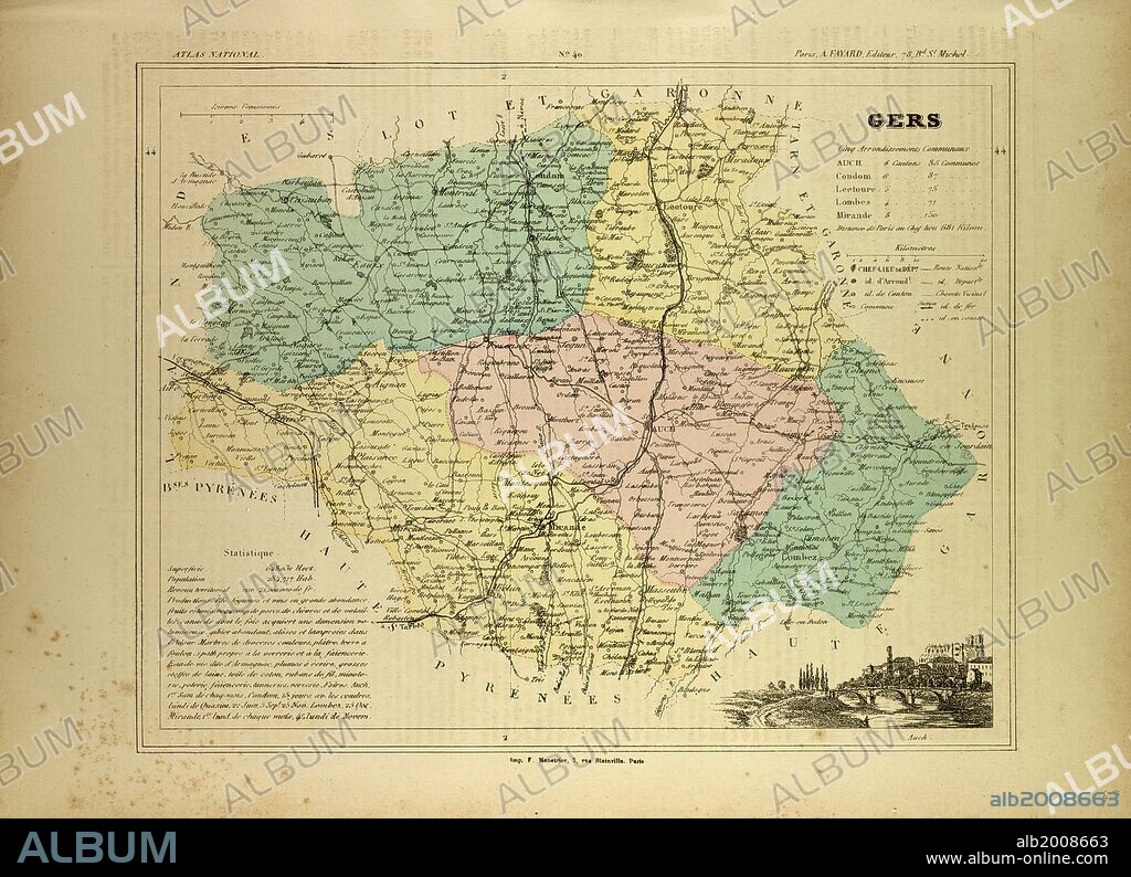 MAP OF GERS, FRANCE.