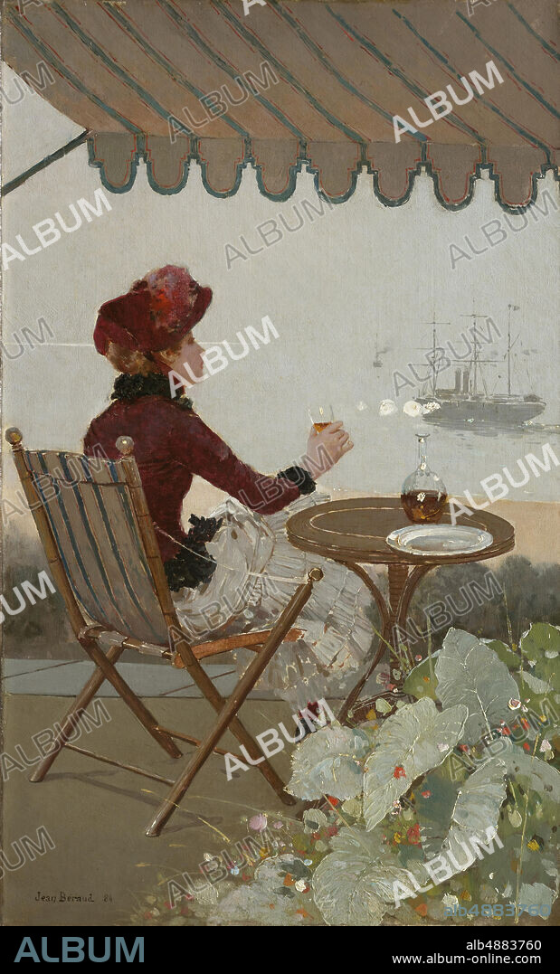 Jean Béraud, French, 18491935, Seaside Café, 1884, Oil on canvas, 21 5/8 x 13 1/8 in. (54.9 x 33.3 cm).