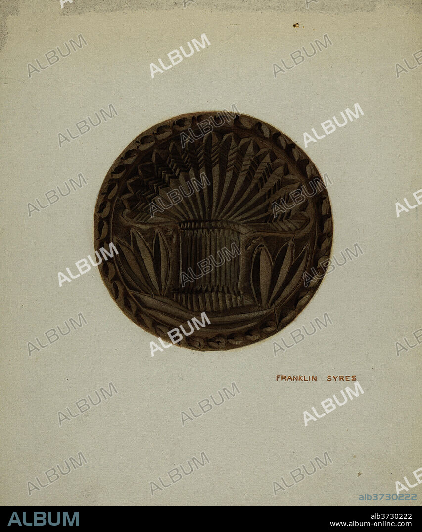 FRANKLYN SYRES. Pa. German Butter Mold. Dated: c. 1939. Dimensions: overall: 24.1 x 20.3 cm (9 1/2 x 8 in.). Medium: watercolor and graphite on paper.
