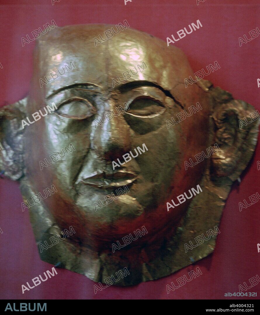 Gold death mask of Prince Khaemweset from the Louvre's collection. The prince was the fourth son of Rameses II, and is well-remembered for his work restoring ancient buildings, 13th century BC.