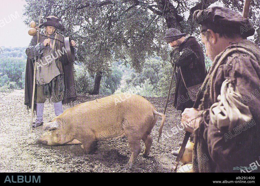 AGUSTIN GONZALEZ, ALFREDO LANDA y ANTONIO RESINES en LA MARRANA, 1992, dirigida por JOSE LUIS CUERDA. Copyright ANTEA FILMS.