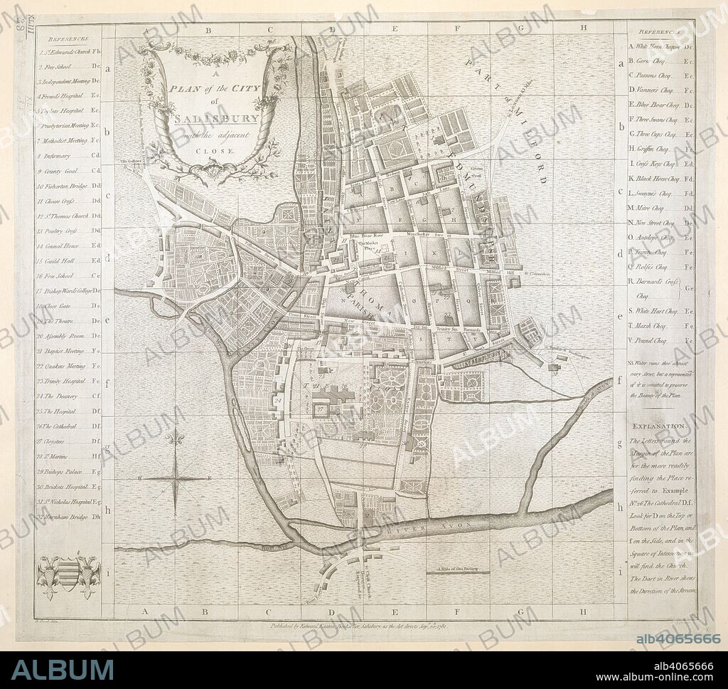 B DONNE. A plan of the City of Salisbury. A PLAN of the CITY of SALISBURY with the adjacent CLOSE. Salisbury : Published by Edward Easton, Bookselleras the Act directs Sept. 20th;, 1781. Source: Maps K.Top.43.38. Language: English.