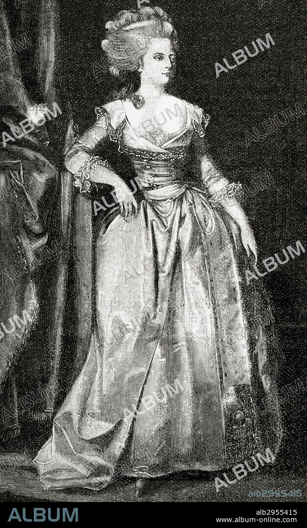 SOFIA DOROTEA DE WURTEMBERG o MARIA FIODOROVNA (1759-1828). Segunda esposa del zar Pablo I y madre de Alejandro I y Nicolás I. Grabado por H. Gedan. Retrato. Historia Universal, 1885.