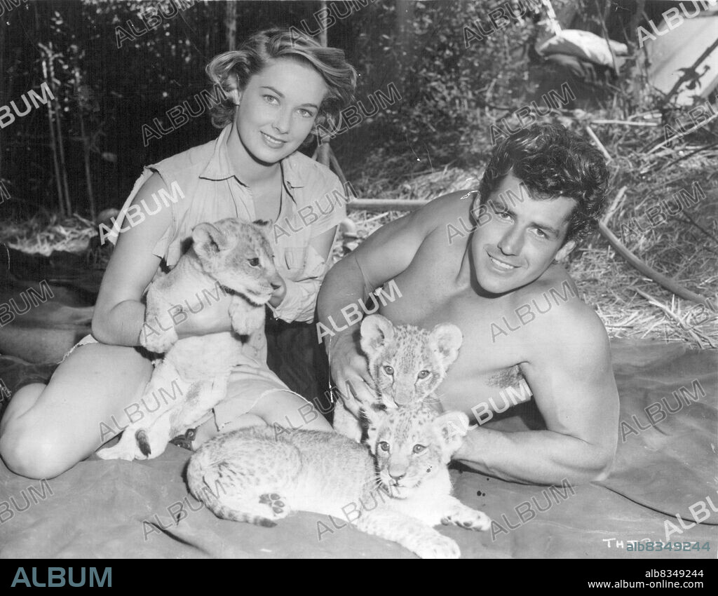 The African jungle has beaten Tarzan.He has retired to Hollywood injured.Tarzan, 6ft 3in, 15-stone Gordon Scott, said when leaving, "I've been through hell here.""Tarzan", Gordon Scott and his heroine, Vera Miles, fondle lion cubs, Eenie, Minie and Moe between shooting of Tarzan's Hidden Jungle. August 11, 1955.