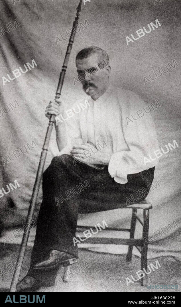 Sir Richard Francis Burton, 1821-1890, in his tent in Africa. British explorer, translator, writer, soldier, orientalist, ethnologist, linguist, poet, hypnotist, fencer and diplomat. From the book The Life of Captain Sir Richard Burton, volume I, by his wife Isabel Burton, published 1893.