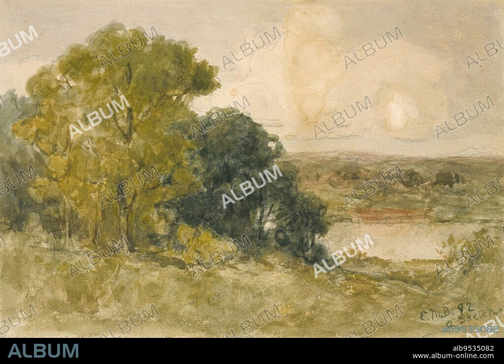 EDWARD MITCHELL BANNISTER. On the Seekonk. Date: 1892. watercolor and pencil on paper mounted on paperboard.