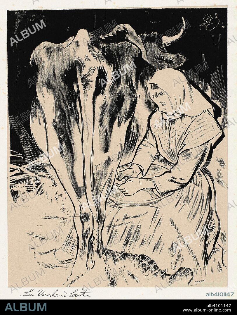 LOUIS LEGRAND. The Milch-Cow (La vache à lait) from the series Au Cap de la Chèvre. Dimensions: 55 cm x 35.5 cm, 29.2 cm x 23 cm, 30.5 cm x 23 cm.