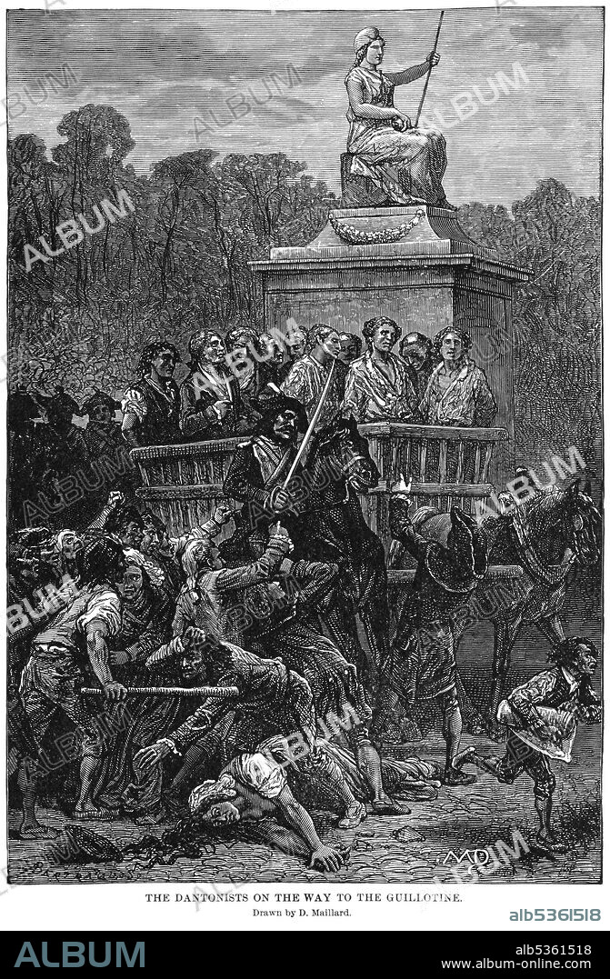 The Dantonists on the way to the Guillotine, drawn, by D. Maillard, Illustration, Ridpath's History of the World, Volume III, by John Clark Ridpath, LL. D., Merrill & Baker Publishers, New York, 1897.
