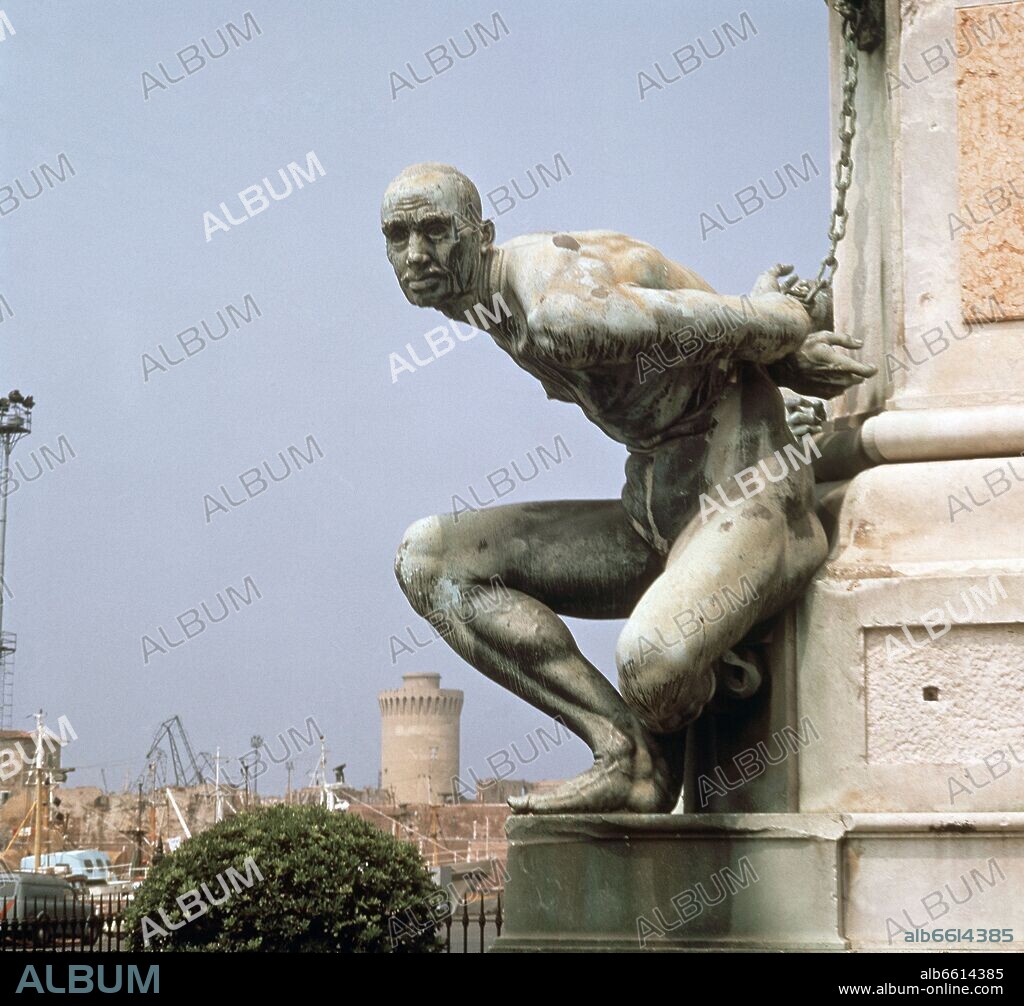 PIETRO TACCA. DETALLE DEL MONUMENTO A LOS CUATRO MOROS - 1623-1626 - BRONCE - BARROCO ITALIANO.