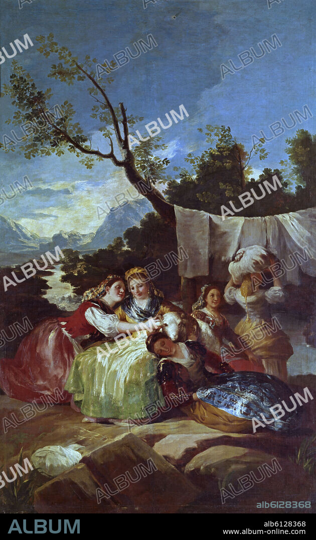 FRANCISCO DE GOYA. LAS LAVANDERAS - 1777-1780 - O/L - 218x166 - NP 786 - CARTON PARA TAPIZ - ROCOCO ESPAÑOL.