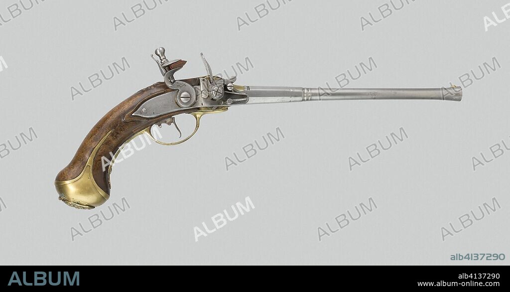 Flintlock Magazine Pistol (Lorenzoni System). August Wetschgin; German, active 18th century. Date: 1670-1690. Dimensions: Overall L.: 48.3 cm (19 in.). Walnut, steel, and brass. Origin: Germany.