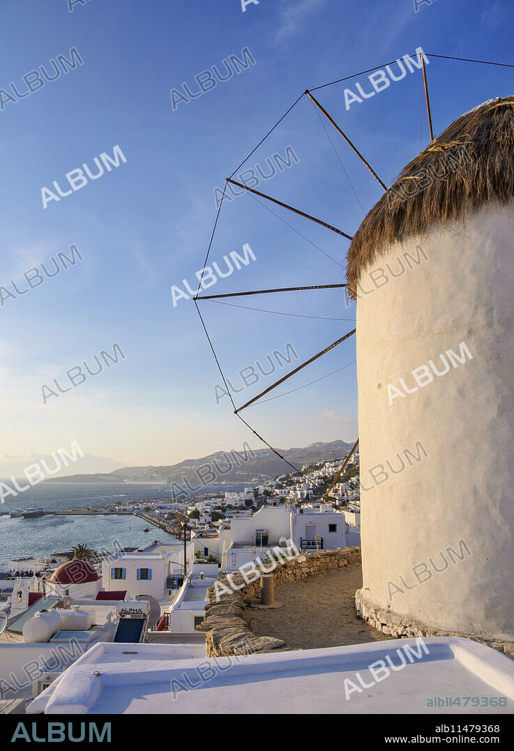 Boni's Windmill, Chora, Mykonos Town, Mykonos Island, Cyclades, Greece.