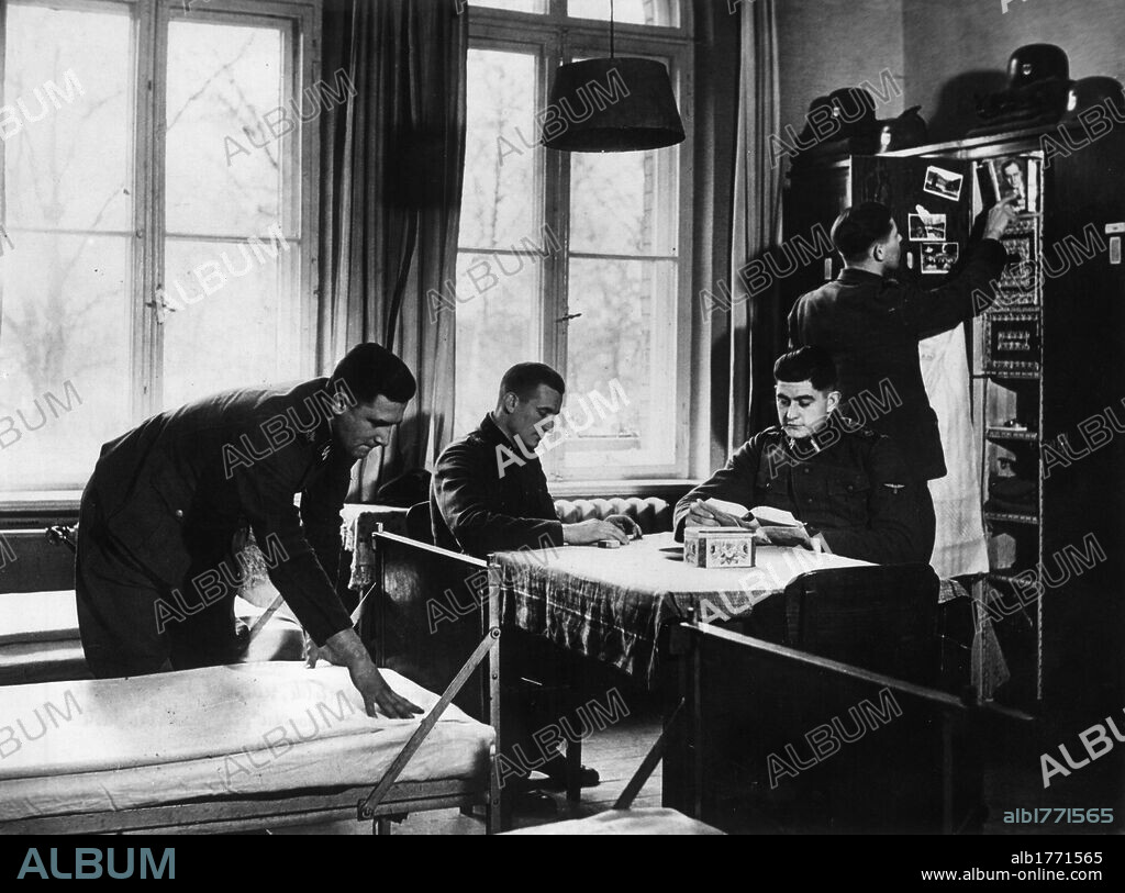 Recruits of the SS in the Lichterfelde barracks in Berlin. Some recruits of the SS in a moment of relaxation in a dorm at the Lichterfelde barrack in the German capital. Berlin, 1938.