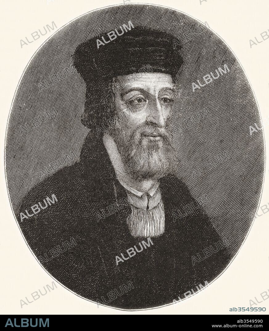 John Wycliffe, also spelled Wyclif, Wycliff, Wiclef, Wicliffe, Wickliffe; c. 1320 – December 1384. English Scholastic philosopher, theologian, lay preacher, translator, reformer and university teacher. From Cassell's History of England, published c.1901.