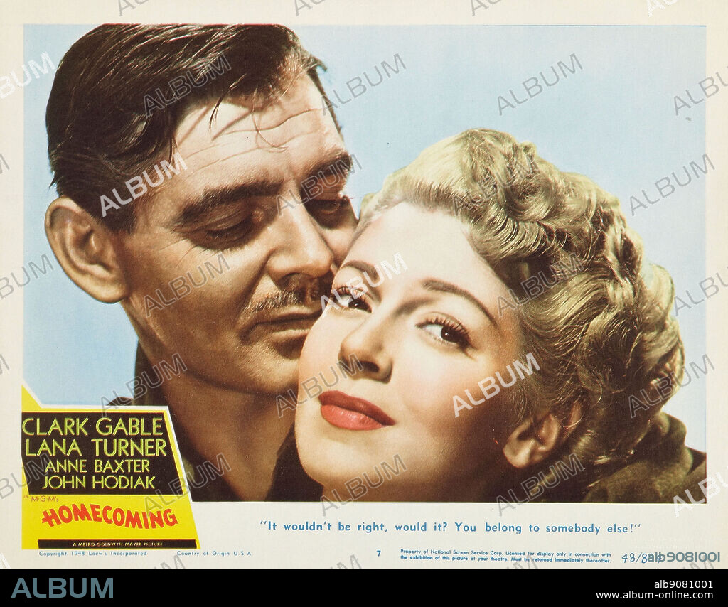 CLARK GABLE and LANA TURNER in HOMECOMING, 1948, directed by MERVYN LEROY. Copyright M.G.M.