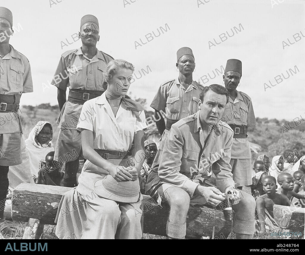 DONALD SINDEN and GRACE KELLY in MOGAMBO, 1953, directed by JOHN FORD. Copyright M.G.M.