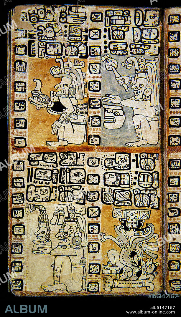 FACSIMIL-PAGINA DEL CODICE TRO-CORTESIANO-CULT MAYA-DIOSES Y HOMBRES - S XIII AL XV.