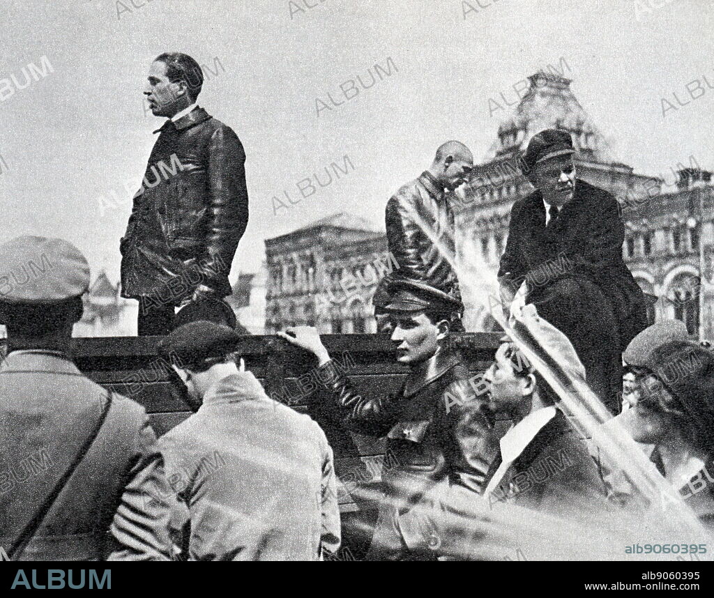Vladimir Lenin on Red Square during the holiday of the Vsevobuch troops (general military training). Speech by Samuel T. 1919, May 25. Moscow. Photographer - A. Levitsky,.