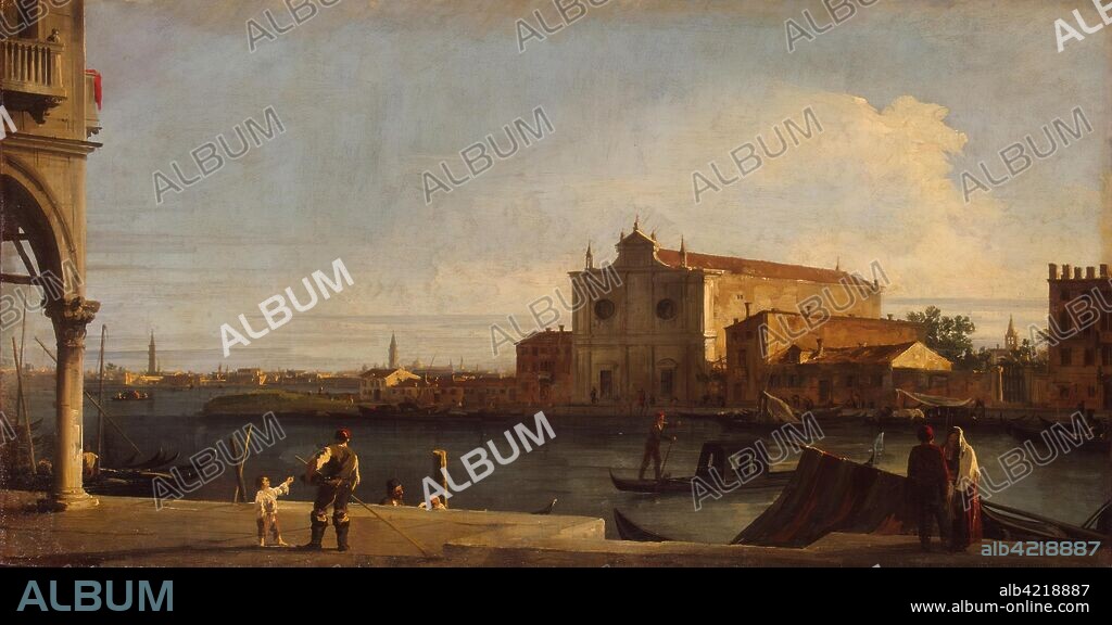 GIOVANNI ANTONIO CANAL (CANALETTO). 'View of Church of San Giovanni dei Battuti on the Isle of Murano'. Italy, Between 1725 and 1728. Dimensions: 66x127,5 cm.