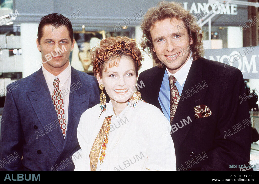 young woman who is prevented from making professional and economic progress in a male-dominated society is given the opportunity to change her gender and gain experience on the "other side" through a pact with the devil. Michael (HEINZ HOENIG), Katharina (FIONA FULLERTON) and Harry (THOMAS GOTTSCHALK). Director: Cyril Frankel / Title: A WOMAN NAMED HARRY / Germany 1990.