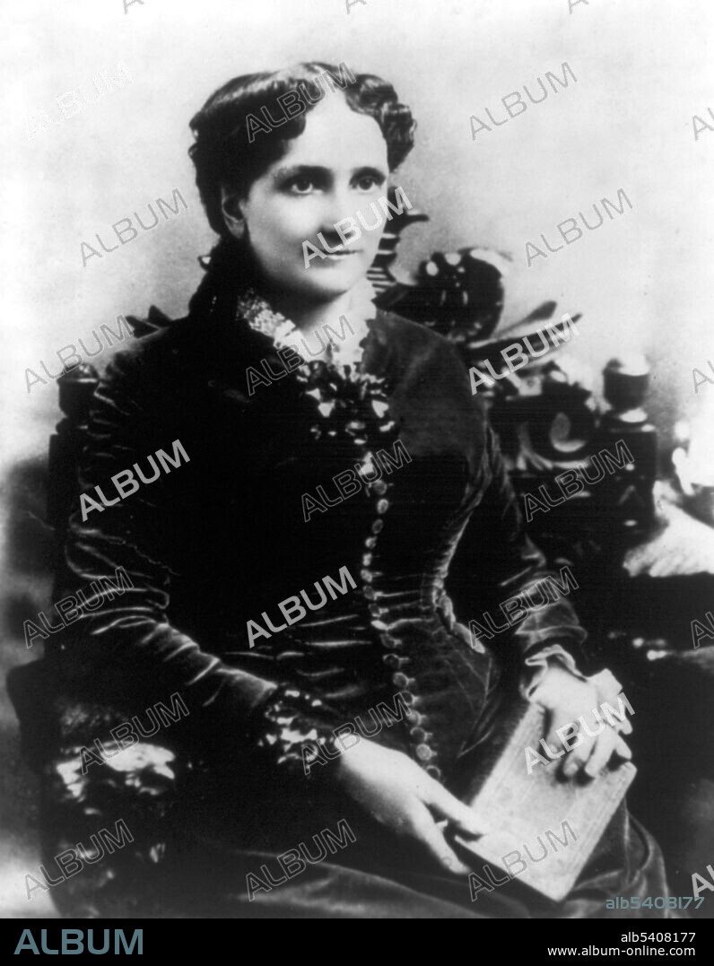 Mary Baker Eddy (July 16, 1821 - December 3, 1910) established the Church of Christ, Scientist, as a Christian denomination and worldwide movement of spiritual healers. She wrote and published the movement's textbook, Science and Health with Key to the Scriptures and 15 other books. She started several weekly and monthly magazines - the Christian Science Sentinel, The Christian Science Journal, and The Herald of Christian Science - that feature articles on Christian Science practice and verified testimonies of healing. In 1908, at the age of 87, she founded The Christian Science Monitor, a global newspaper that has won seven Pulitzer Prizes. In her later years Eddy apparently became paranoid, believing that 50,000 people were trying to kill her by projecting their evil thoughts. Eddy wrote that if she died it would be due to malicious animal magnetism rather than from natural causes. She died in 1910 at the age of 89. Eddy's book Science and Health with Key to the Scriptures has been a best seller for decades, and was selected as one of the 75 Books By Women Whose Words Have Changed The World, by the Women's National Book Association. In 1995 Eddy was inducted into the National Women's Hall of Fame. No photographer credited, 1880s.