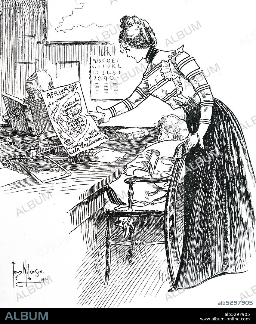 Cartoon depicting a governess with her charges.