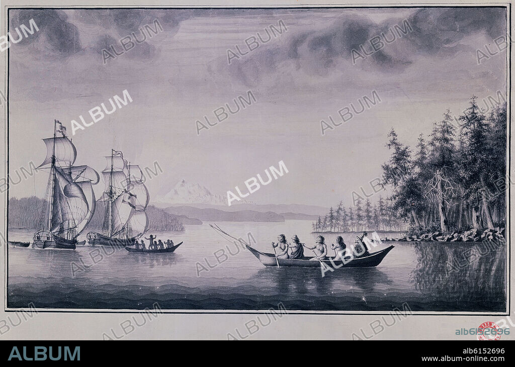 JOSE CARDERO (1766-1811). BAHIA DE NUTKA - LAS GOLETAS SUTIL Y MEXICANA - EXPEDICION DE MALASPINA - SIGLO XVIII.