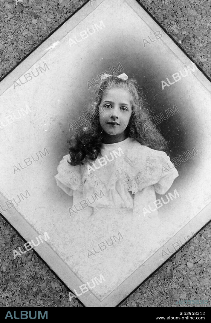 Mercedes Jellinek, c1900. Portrait of the daughter of businessman Emil Jellinek as a young girl. When he ordered 36 cars from the Daimler Motoren Gesellschaft in 1900, Jellinek stipulated two conditions; that he be the sole agent in Austria-Hungary, France and America, and that the cars begiven the name Mercedes, after his daughter. He himself had used the name as a pseudonym when entering motor races. The name caught on, and the company began to use it for all their cars, registering it as a trademark in 1902.