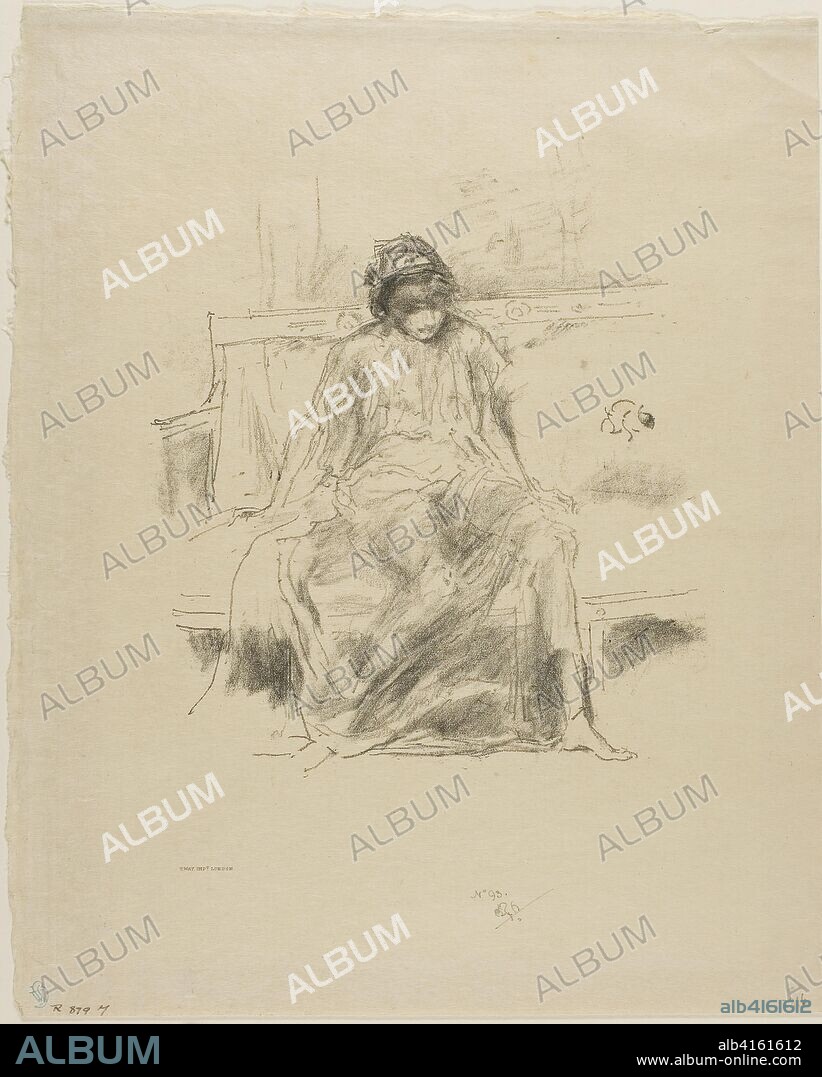 JAMES ABBOTT MCNEILL WHISTLER. The Draped Figure, Seated. James McNeill Whistler; American, 1834-1903. Date: 1893. Dimensions: 216 x 164 mm (image); 292 x 237 mm (sheet). Transfer lithograph with stumping in black ink on tan laid Japanese vellum. Origin: United States.