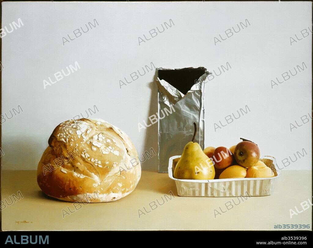 Pere Santilari / "Pan, chocolate y frutas" (Bread, chocolate and fruits), 2006, Painting (oil on canvas), 38 x 52 cm.
