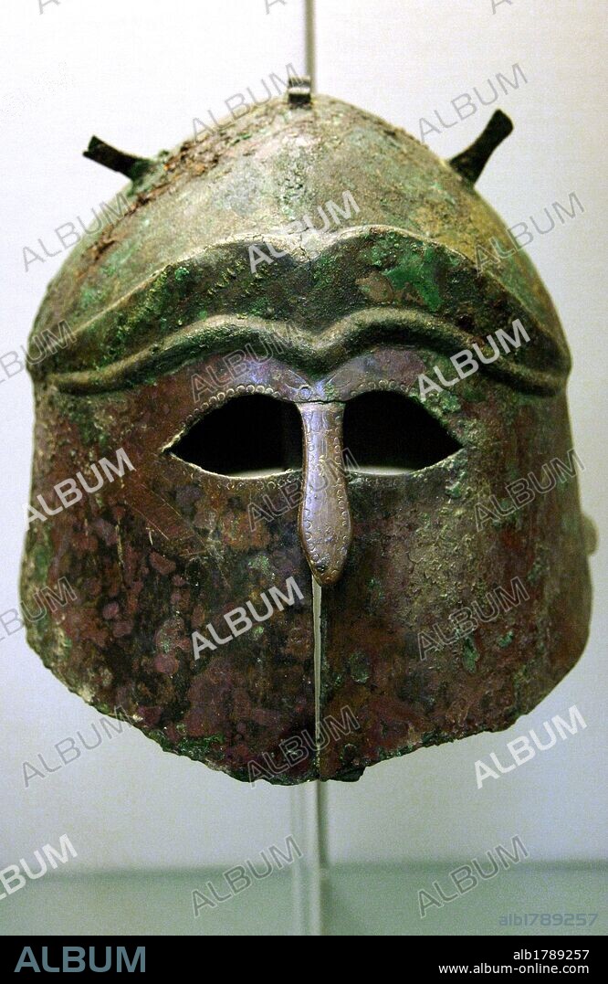 Apulo-Corinthian helmet. Bronze. 400-350 BC. From Ruvo, Apulia. British Museum. London. England. United Kingdom.